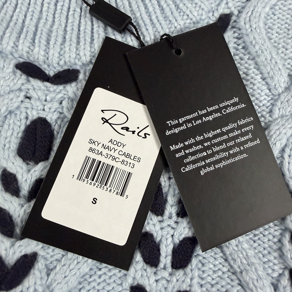 Rails Sweater Womens Small Sky Blue Navy Cable Chunky Knit NEW W/ Dust Bag - Picture 6 of 6